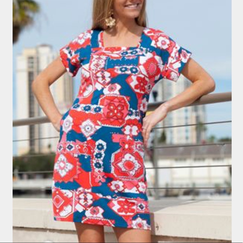 Boutique-Tracy Negoshian geo/floral print dress